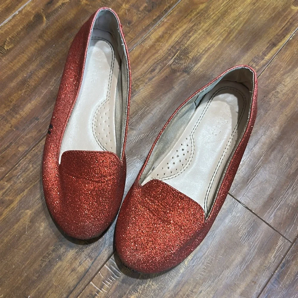 Girls Ruby Red Glitter Flats Shoes Size 2 NWT Dorothy Wizard of Oz + bonus